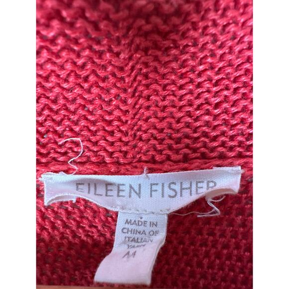 Eileen Fisher Open Cardigan 100% Hemp Red Womens Size Medium Lightweight - Picture 7 of 8